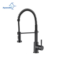 Aquacubic CUPC Luxury Black Kitchen Tap Brass Faucets With Pull Down Sprayer